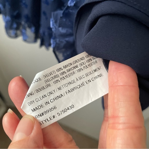 Shoshanna Velvet Floral Levon Dress Silk Blue 6 C3 - Picture 7 of 7